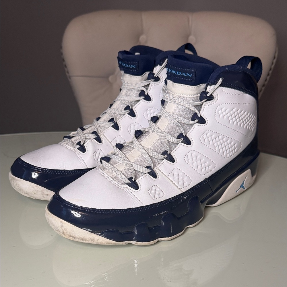 Jordan 9 UNC Retro Blues Navy White Sneakers High Tops Basketball 23 10.5